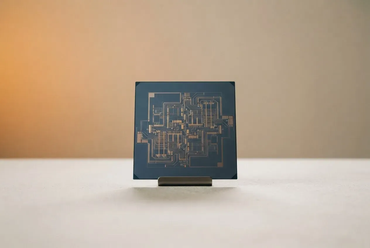 Silicon wafer with intricate circuitry representing Arizona’s growing semiconductor industry